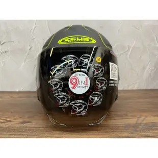 瑞獅 ZEUS 613B AJ10 消光黑黃 半罩安全帽 內襯全可拆 ZS613B