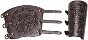 [Uonguon] Adult Men Cosplay Bracers, 1 Pair Vintage Medieval Knight Bracers, 6.89 Inches, Adjustable Width Embossed Arm Guard Wristband, Costume Accessory for Renaissance Fashion and LARP