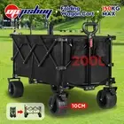 200L/150KG Foldable Wagon Cart Garden Trolley Outdoor Trailer 4" Wheels w/Brake