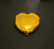 Rare NEW GODIVA CHOCOLATIER Double Mirror Heart Compact Gold Tone w/Cloth Pouch