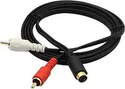 CGTime S-Video 4 Pin Mini DIN Y Splitter Cable Gold Plated Combo 4 Pin Mini DIN S-Video Male to 2 RCA Male Audio Y Splitter Extension Adapter Cable(25CM/10Inch) 1.5M