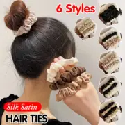 4 Pack Silk Satin Hair Scrunchies Small Ponytail Ties Elastic Rubber Bands Women