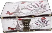 HOMOCONO Box Vintage Wooden Keepsake Box with Lock Decorative Retro Storage for Jewelry Crafts and Trinkets Dustproof Organizer for Home and Dormitory Use