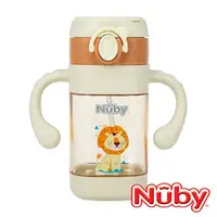 在飛比找PChome24h購物優惠-Nuby_PPSU學飲杯(粗吸管)/300ml-棕獅子