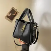 GGP Black Elegant Leather Shoulder Bag Compact Handbag With Adjustable Strap