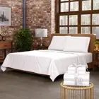 Organic 100% Cotton Percale Sheets Queen White- Crisp & Cooling Queen Sheets ...