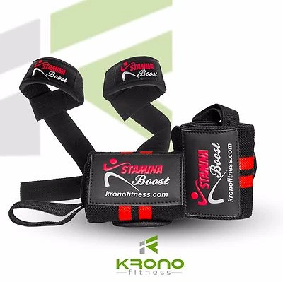 Wrist wrap & Lifting strap bundle for Weightlifting, Cross Training, Workout