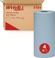 WYPALL® X50 Small Blue Roll Wipers (4194), Small Blue Roll Wipes, 4 Rolls / Case, 70m / Roll (280m)