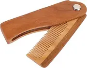 Ipetboom 1Pc Men's Wooden Folding Beard Comb with Leather Case Portable Beard Styling Brush for Smooth Hair Natural Material Easy to Carry Static for Grooming