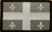Quebec Canada Flag Patch W/ Hook & Loop Fastener Gray & White Emblem Tactical