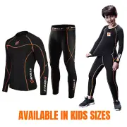 Kids Compression Armour Base layer Top Skin Fit Shirt + Leggings/ Pants Running