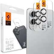 SPIGEN EZ Fit Optik Pro HD for Samsung Galaxy S25 Edge Camera Lens Protector, Easy Application Auto Alignment Technology Installation Tray 9H Tempered Slim Glass Cover [2-Pack] - Black