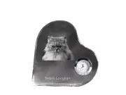 British Longhair heart-shaped clock with a cat Art-Dog