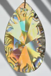 Asfour 50mm Scalloped Pear Crystal Clear AB Pendant Prism Suncatcher 2"