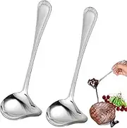 2 Pieces Sauce ladle with Pourer, 20.5 cm Stainless Steel Sauce Spoon, Stainless Steel Sauce Drizzle Spoon, Sauce Spoon Length for Soup sauces, Gravy dressings
