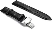 [g24] 19mm Genuine Leather Watch Band Strap Fits PRC200 , Quickster Chronograph, PRC200 Black Deployment Silver Buckle-20