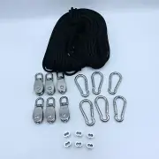Set of 6 M15 Crane Single Pulley Blocks Swivel Hook w/ 90 ft Nylon Line Rope