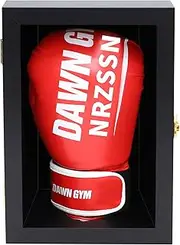 NRZSSN Boxing Glove Display Case Wall Mount Lockable Full Size pro UV Protected Clear Acrylic Holder Box for Baseball Boxing Signed Glove (Black - Single Glove)