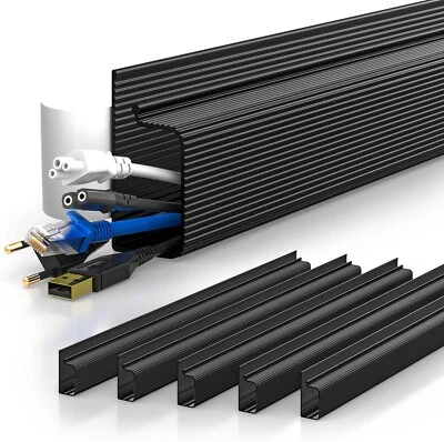 J Channel Cable Management 6 x 11.8 inch black desk wall