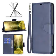 For Google Pixel 8 5G Case, Lambskin Texture PU Leather Wallet Cover, Blue