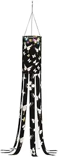 Halloween Garden Gold White Butterflies Black Windsock Lights Halloween Lighted Windsock for Patio Yard Pathway Party Decor
