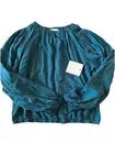 Women’s Teal Bella Dahl Blouse Size Medium Tencel Cottage Castlecore Peasant New
