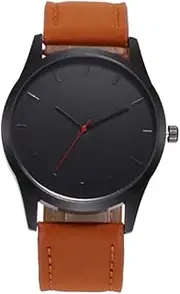 [COLLBATH] Men Dial Quartz Watch Stylish Business Leather Band Elegant Analog Wristwatch for Casual Formal Occasions Black