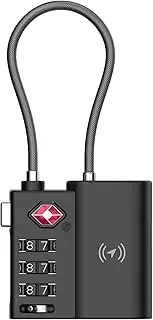 [Laser] TSA Approved 3-Digit Lock Smart Travel Tag, USB-C Rechargeable, Apple Find My Compatible, IPX4 Splash Resistant - Tracks Items Like Travel Accessories, Luggage, Suitcase, Travel Bag and Gear