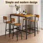 5PCS Dining Table Stool Set Metal High Bar Table Set Kitchen Cafe Pub Vintage