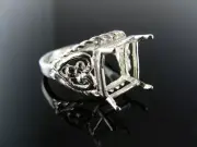 5538 Ring Setting Sterling Silver,size 5.75 11x9 Emerald Faceted Stone