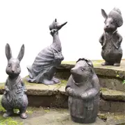 4Pcs Resin Rabbit Statues Bunny Sculptures Animals Garden Statues