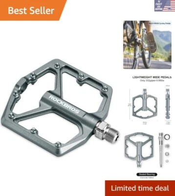 Wide Platform Aluminum MTB Pedals with Anti-Skid Spikes - Durable & Grippy