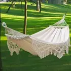 Boho Macrame Double Hammock Backyard Hammock 2 Person with Tie Rope and Carry