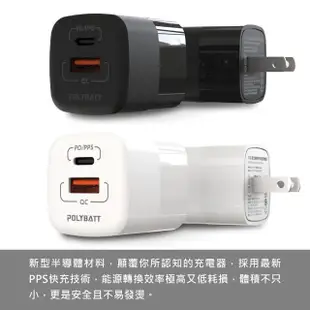 【Polybatt】33W 氮化鎵 雙孔快速充電器+Type-C to Lightning 蘋果認證PD快充線