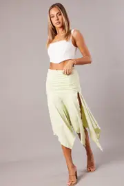 Ally Fashion Green Handkerchief Midi Asymmetric Skirt - Size 12, Women's Midi Skirt