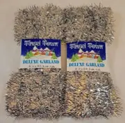 2 New Vtg Tinsel Town 15 Ft Deluxe Silver Tinsel Garland Mid Modern Christmas