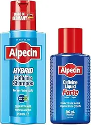 Alpecin Hair Loss Set - Alpecin Hybrid Caffeine Shampoo + Caffeine Liquid Forte 200ml - Itchy Scalp & Hair Loss