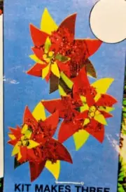 Walco Holiday POINSETTIA Star Vintage Sequin Bead Christmas Ornament Craft Kit