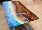 Epoxy Resin River Ocean Wave Resin Coffee Table Wood Plank Dining Table Counter