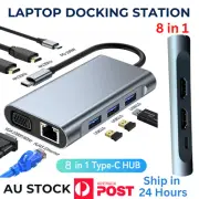 Laptop Docking Station USB-C HUB Type-C PD USB 3.0 Adapter 4K HDMI VGA TF SD