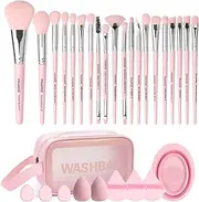 MAANGE Makeup Brush Set 30 Pcs Premium Synthetic Makeup Brushes Foundation Eye Shadow Powder Concealers Highlight Blending Brush Professional Make Up Brush Set (Pink Silver)