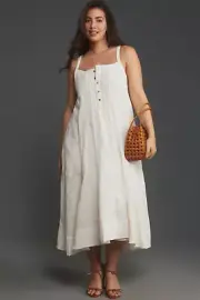 Anthropologie Pilcro LP Sleeveless Patchwork Midi Dress White Large Petite NWT