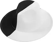 [WRITWAA] Men's Woolen Jazz Hat Classic Flat Brim Color Block Pattern Perfect for Parties and Everyday