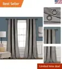 Prima Velvet Curtains Color Block Light Filtering Window Set for Living, Dini...
