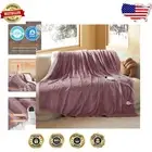 Soft Electric Twin Blanket - Flannel & Sherpa, 6 Heat Levels, Purple 62x84