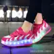 兒童運動鞋 USB 充電發光溜冰鞋男孩女孩休閒滑板鞋輪滑鞋戶外運動鞋帶 LED BEL0