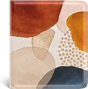 [Nipichsha] Womens Wallet, Small Slim RFID Credit Card Holder Wallet for Women, Leather Compact Bifold Purse with Zipper Coin Pocket, Cute Ladies Purse with ID Window, Simple Abstract Art, Modern