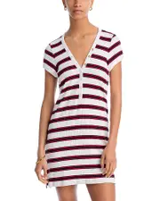 Robin Piccone Amy Striped Shirt Dress Swim Cover-Up