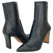 Franco Sarto Avana Black Faux Leather Womens Ankle Boots Size 8.5M