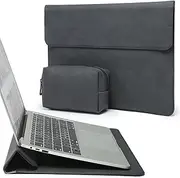 [HYZUO] 15 Inch Laptop Sleeve Case with Stand for MacBook Air 15 M4 A3241 M3 A3114 M2 A2941 2025-2023, 15" Surface Laptop 7/6/5/4, MacBook Pro 15 A1990 A1707 2019-2016, with Pouch, Graphite